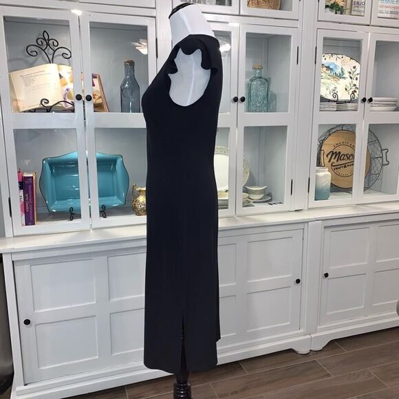 Mossimo Black Fitted Dress W/ Flutter Cap Sleeve Sz Small - Picture 3 of 7